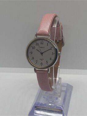 Classic Carriage by Timex Quartz watch on pink striped band